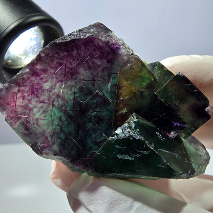 Spécimen de cube de fluorite fantôme parqueté vert violet Okorusu, Namibie 46*38*32mm 
