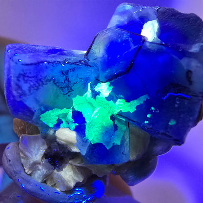 Cube de fluorite fantôme zonal, muscovite, spécimen d'hyalite, Erongo, Namibie, 34 x 28 x 22 mm 
