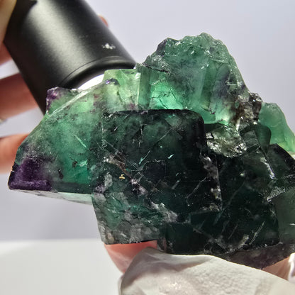 Spécimen de cube de fluorite fantôme, parqueté, vert violet Okorusu, Namibie 62*46*32mm 
