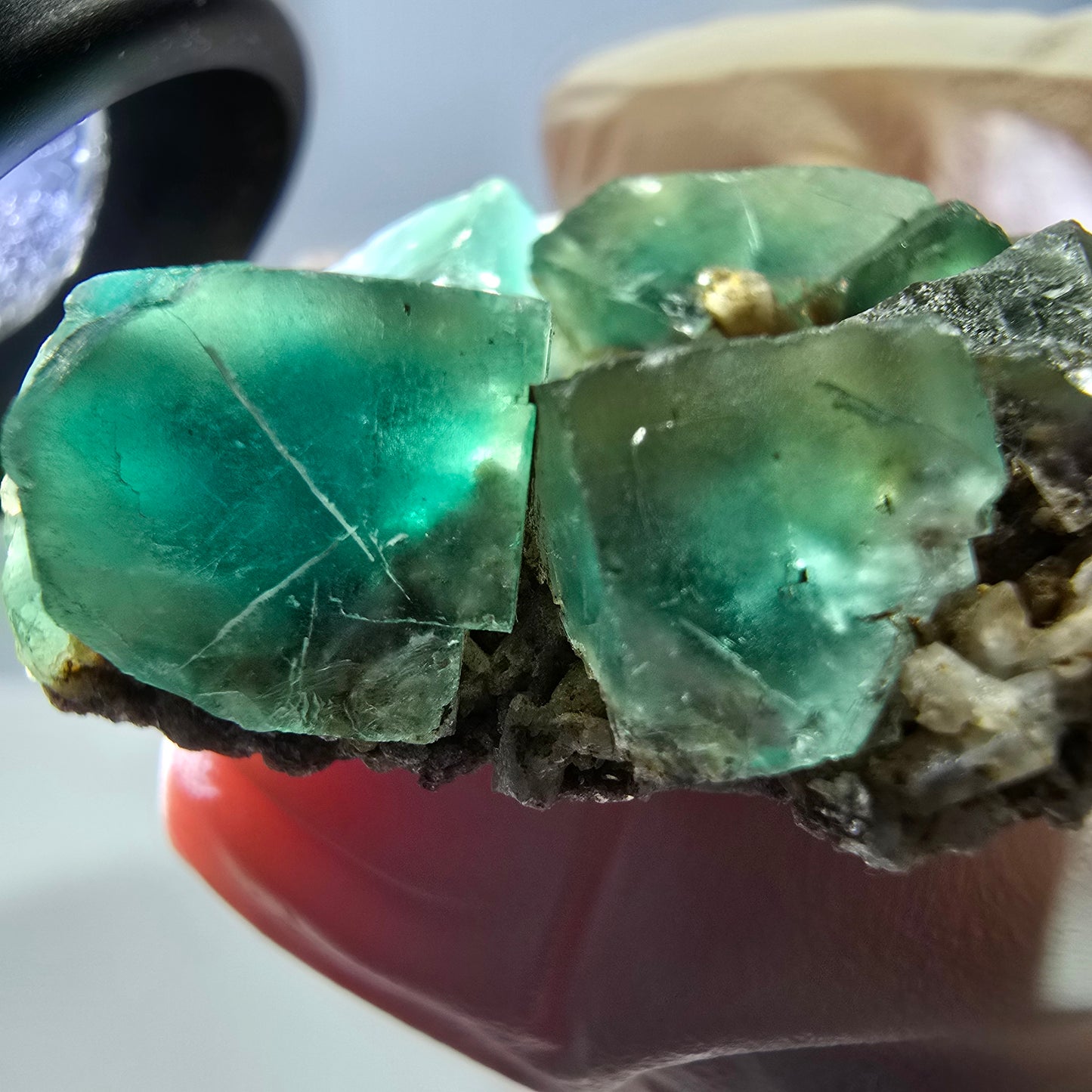 Phantom Fluorit Würfel, Quarz Stufe, grün Okorusu, Namibia 39*32*13mm