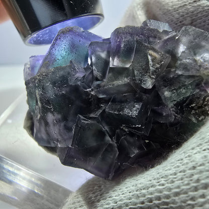 Clear Phantom Fluorite Cube Specimen zonal green purple Okorusu, Namibia 42*32*33mm 