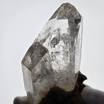 Sceptre squelette en quartz fumé Enhydro, calcite UV Valentine Pocket Goboboseb Namibie 99 x 56 x 45 mm 