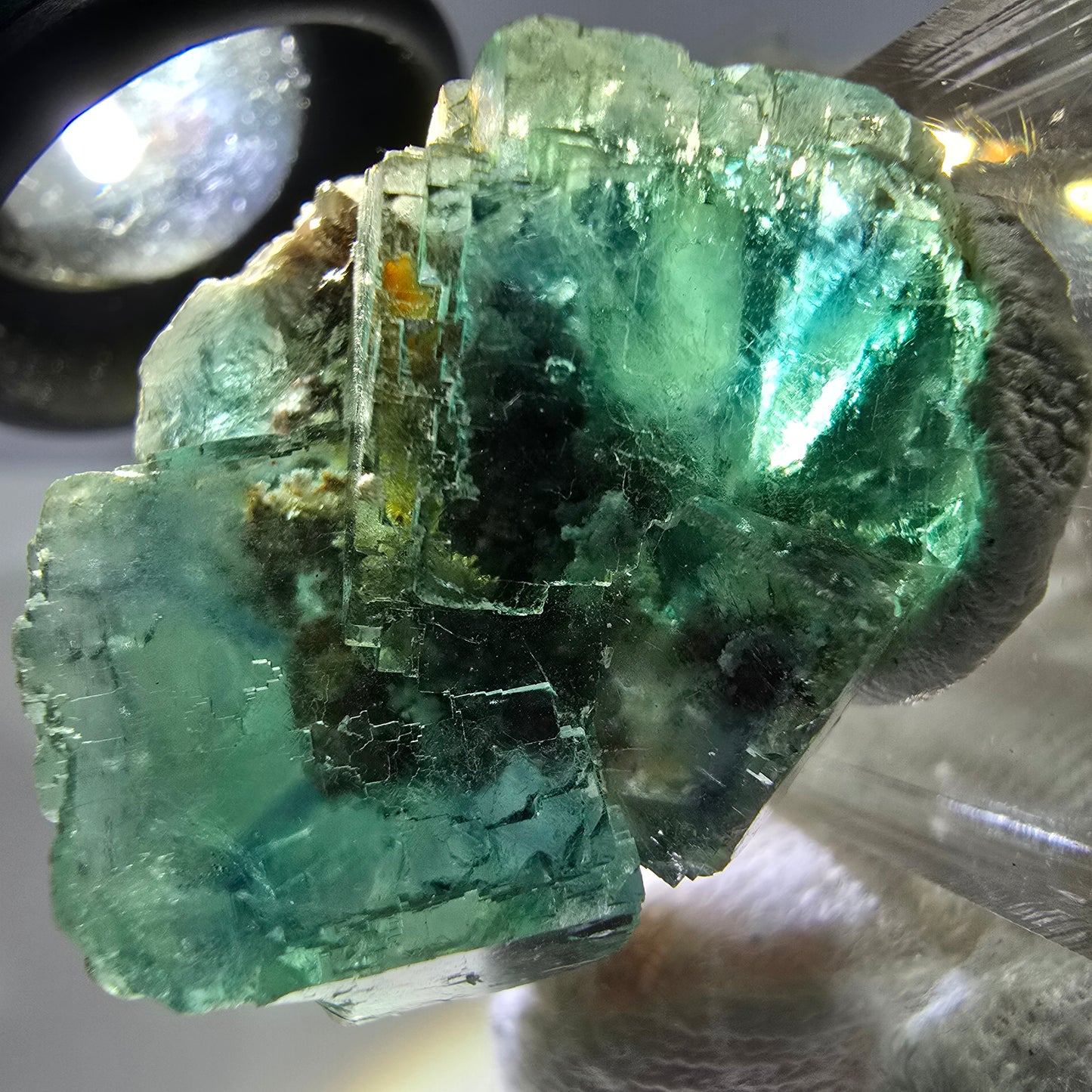 Spécimen de cube de fluorite fantôme parqueté vert turquoise Okorusu, Namibie 37*32*22mm 