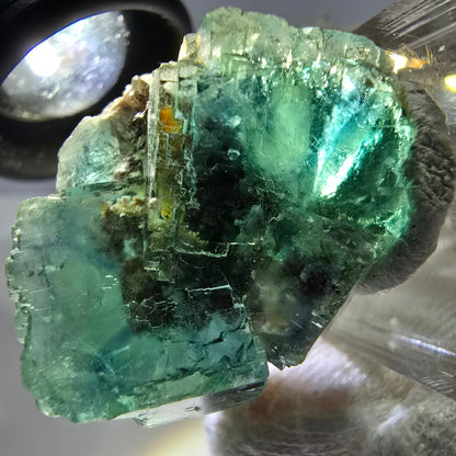 Spécimen de cube de fluorite fantôme parqueté vert turquoise Okorusu, Namibie 37*32*22mm 