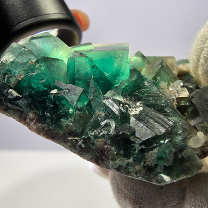 Cube de fluorite fantôme, quartz gradiné, Okorusu, Namibie, 77 x 45 x 22 mm 