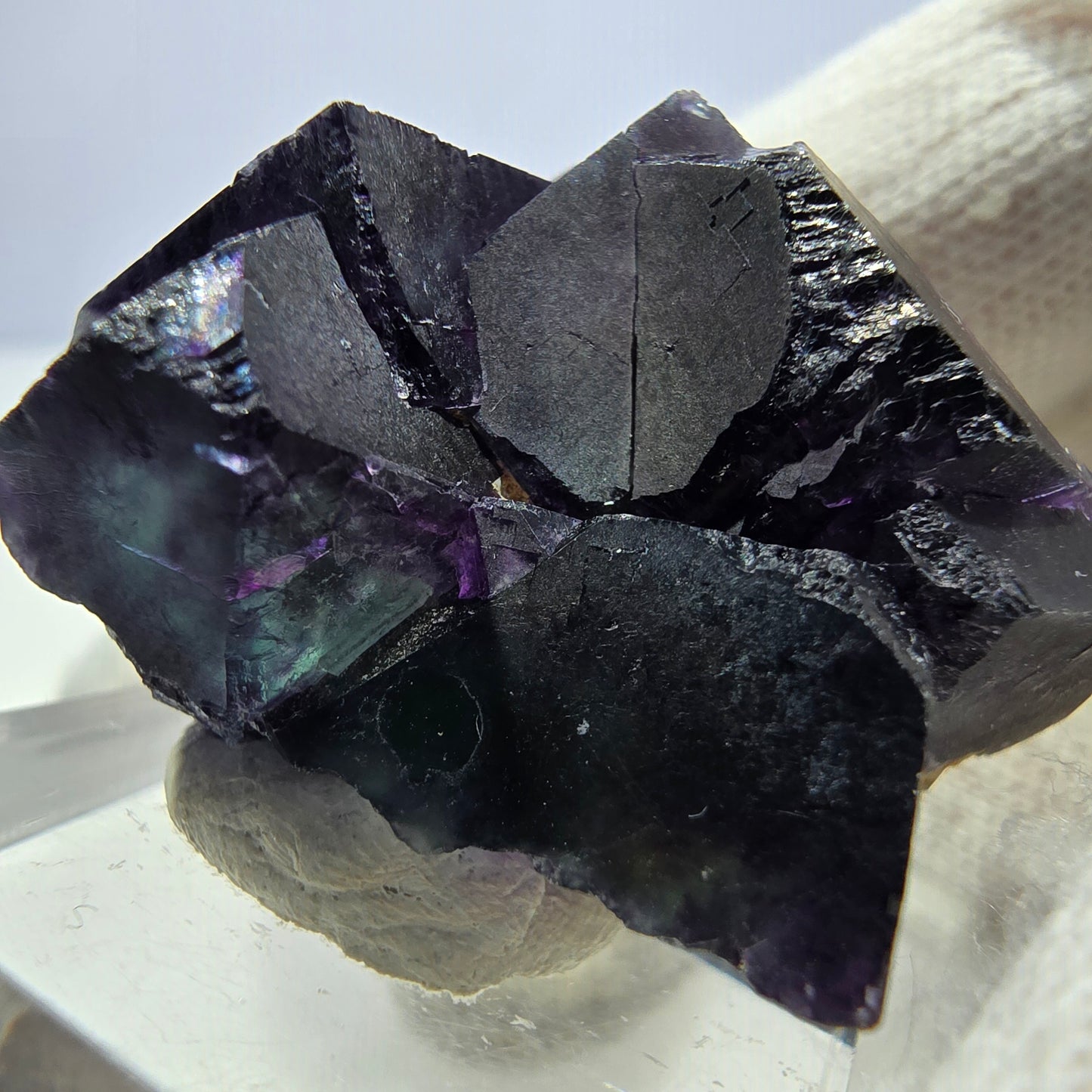 Klare Phantom Fluorit Würfel Stufe zonal grün lila Okorusu, Namibia 37*31*24mm