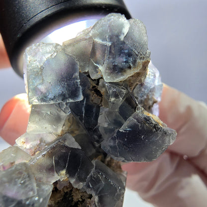 Cube de fluorite fantôme, spécimen de quartz vert violet, Okorusu, Namibie, 43 x 32 x 20 mm 