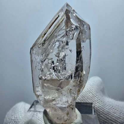 Enhydro Phantom Smoky Quartz Point, 1x Bubble Goboboseb, Namibia 42*21*20mm