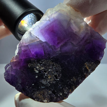 Rare cube de fluorite fantôme, spécimen de quartz violet Okorusu, Namibie, 53 x 42 x 24 mm 