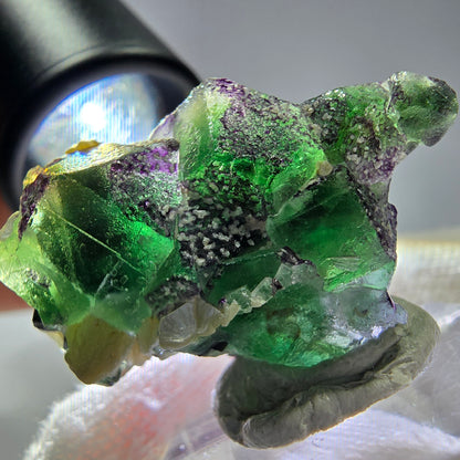 Cube de fluorite fantôme zonal, tourmaline muscovite Schorl Erongo Namibie 36 x 22 x 19 mm 