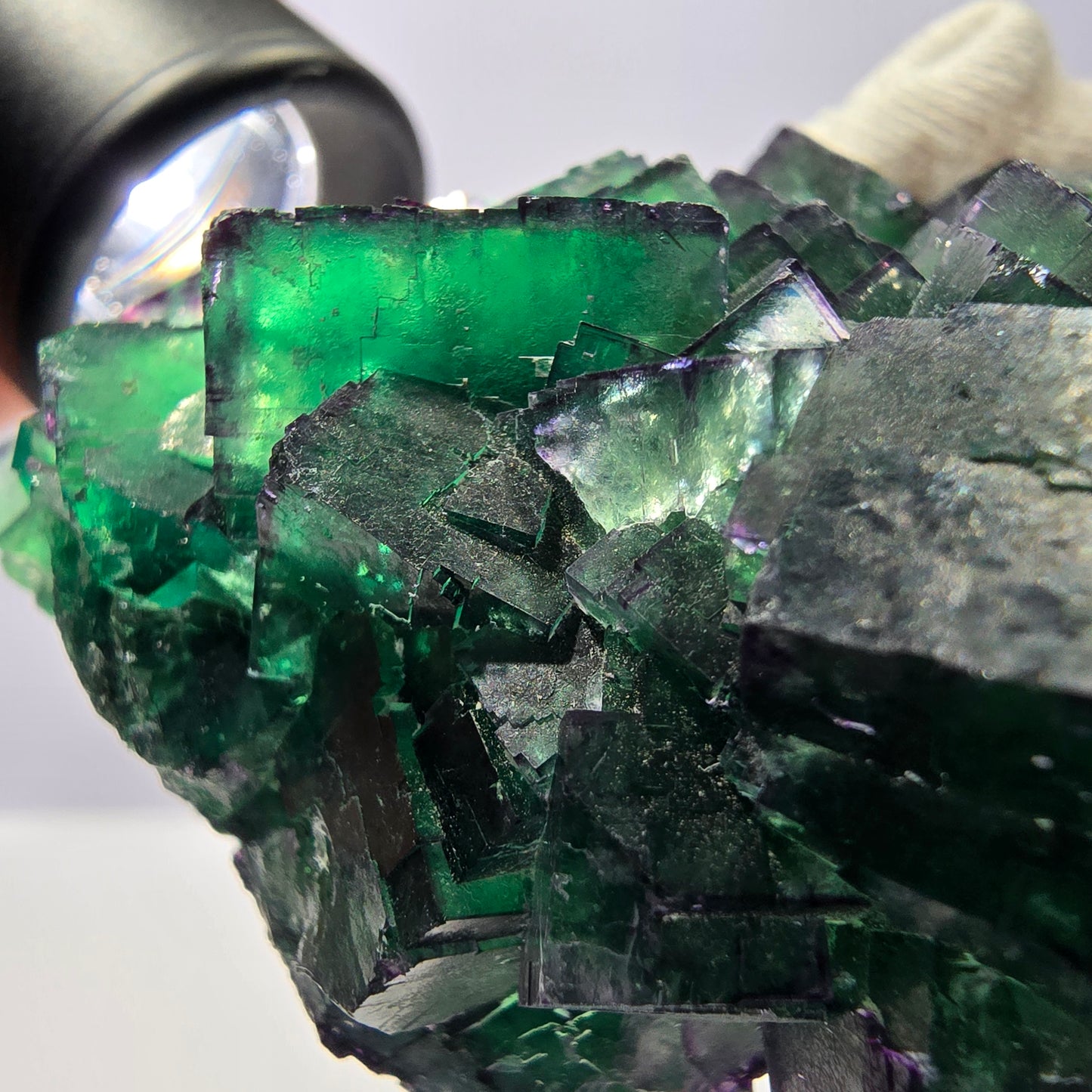 Spécimen de cube de fluorite fantôme, parqueté zonal Okorusu Namibie 74*50*50mm 