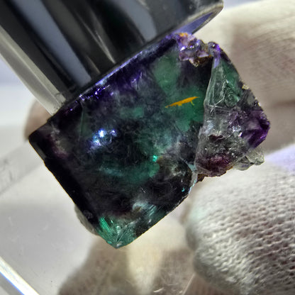 Clear Phantom Fluorite Cube Specimen zonal green purple Okorusu, Namibia 24*23*14mm 