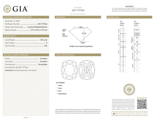 Diamant naturel GIA 1,00 ct | Couleur G | Pureté VS2 | Ovale | GD EX EX #D10150