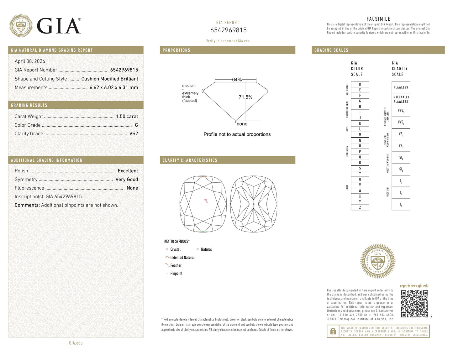 Diamant naturel 1.50ct GIA | Couleur G | Pureté VS2 | Ovale | TB EX TB #D10177