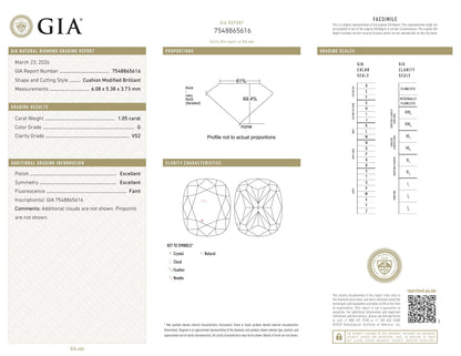 Diamant naturel GIA 1.05ct | Couleur G | Pureté VS2 | Ovale | EX EX EX #D10180