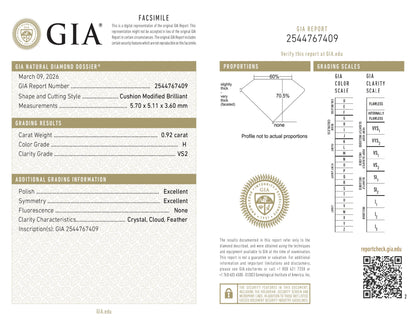 Diamant naturel 1,51 ct GIA | Couleur I | Pureté VS2 | Ovale | EX EX EX #D10206