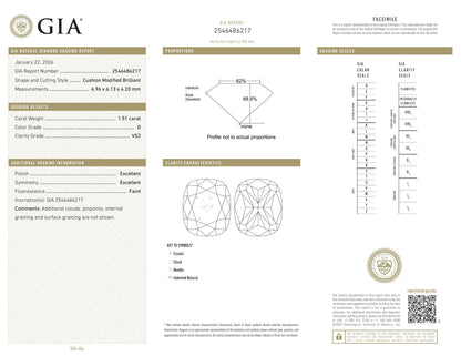Diamant naturel GIA 1.51ct | Couleur D | Pureté VS2 | Ovale | EX EX EX #D10219