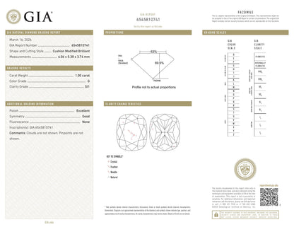 Diamant naturel 1,00 ct GIA | Couleur G | Pureté SI1 | Ovale | EX EX GD #D10228