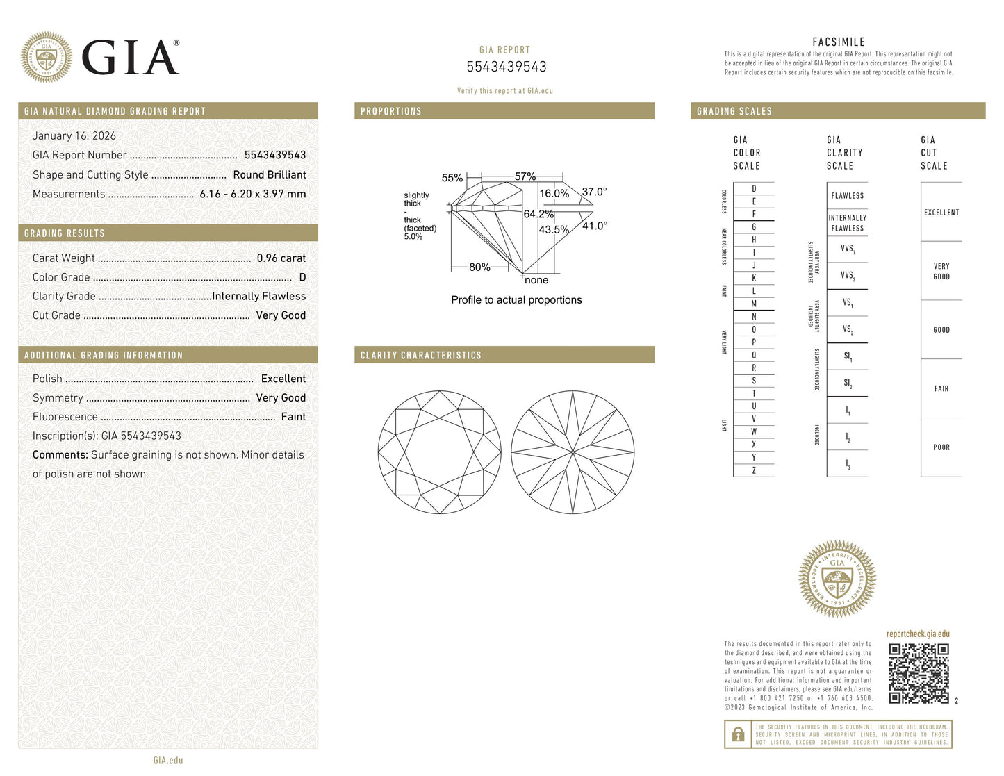 Diamant naturel 0,96 ct GIA | Couleur D | Pureté IF | Taille ronde | TB EX TB #D10385