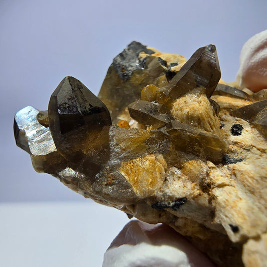 Spécimen rare de tourmaline Schorl, quartz fumé et orthose, Erongo, Namibie, 45 x 30 x 29 mm 