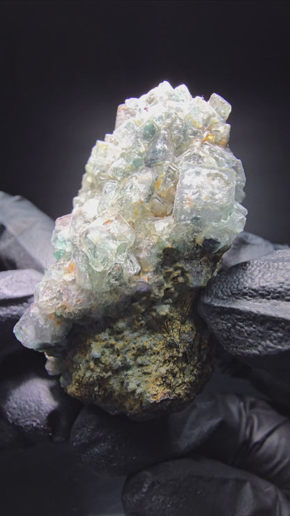 Vert fluorite fantôme sur spécimen de tourmaline Schörl Erongo Namibie 55*34*33mm