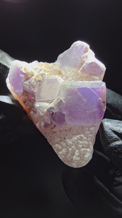 Phantom Fluorite Cube on Quartz Cluster purple green Omehane, Namibia 52*42*22mm