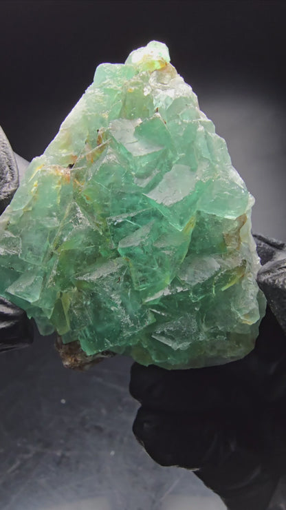 Cube de fluorite fantôme transparent, vert Okorusu, Collection namibie 68x51x17mm