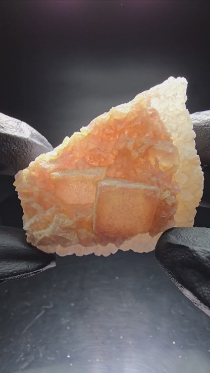 Cube de fluorite fantôme jaune violet, spécimen de quartz Omehane, Namibie 63*45*19mm