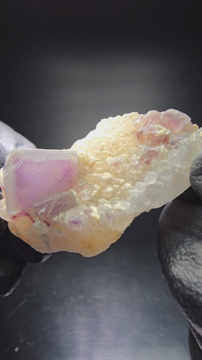 Cube de fluorite fantôme vert violet, spécimen de quartz Omehane, Namibie 49*29*17mm