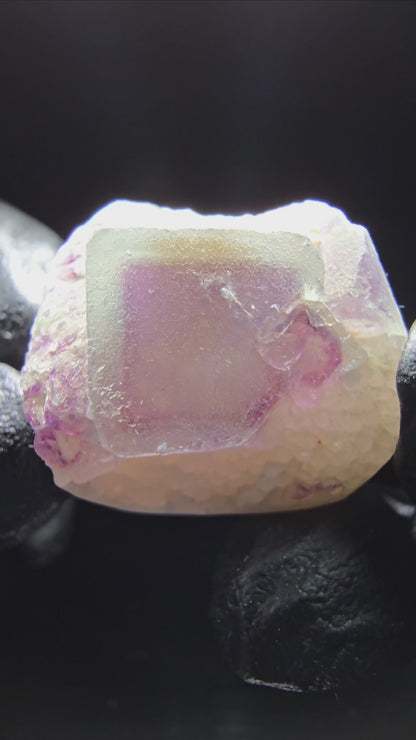 Phantom Fluorite Cube on Quartz Cluster purple green Omehane, Namibia 32*30*18mm