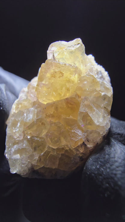 Phantom Fluorit Würfel Stufe gelb Okorusu, Namibia 28*21*12mm Mineraliensammlung