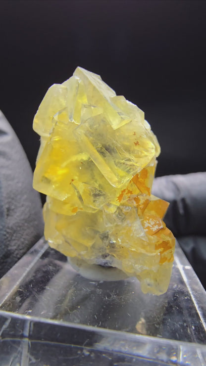 Clear Honey Pocket Phantom Fluorite cube niveau jaune Okorusu, Namibie 35*24*23mm