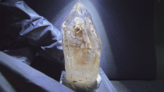 Point de quartz de fenêtre de quartz de sceptre fantôme clair 42 * 23 * 15 mm de Gobosobeb Namibie
