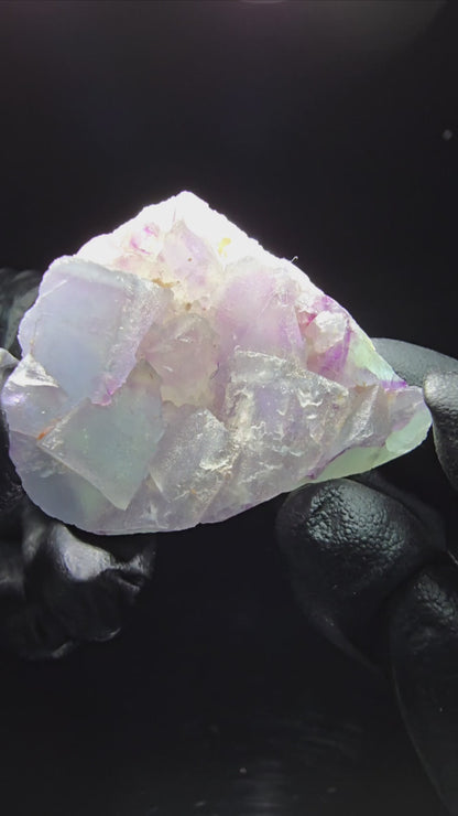 Phantom Fluorit Würfel auf Quarz Stufe lila grün Omehane, Namibia 40*30*16mm