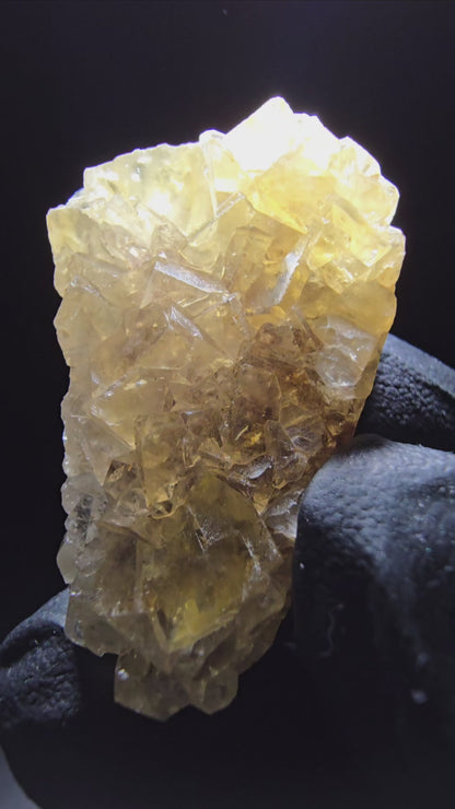 Phantom Fluorit Würfel Stufe gelb lila Okorusu, Namibia 39*24*8mm Sammlung