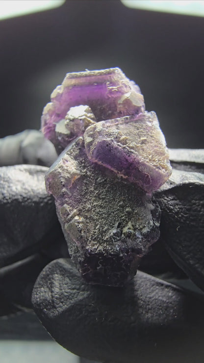 Phantom Fluorit Würfel Stufe lila Okorusu, Namibia 37*25*17mm Mineraliensammlung