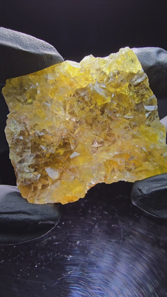 Cube de fluorite de poche au miel transparent, qualité jaune Okorusu namibie, Collection 56x50x10mm